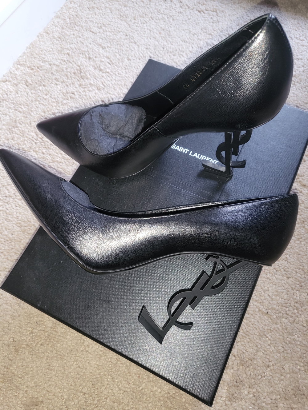 Saint Laurent Black Opyum Pointed-Toe Leather Pumps